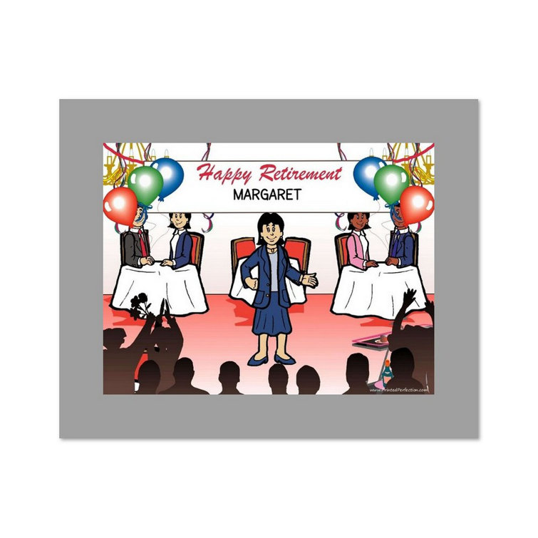 Printed Perfection Personalized Retiring Female Cartoon Caricature with